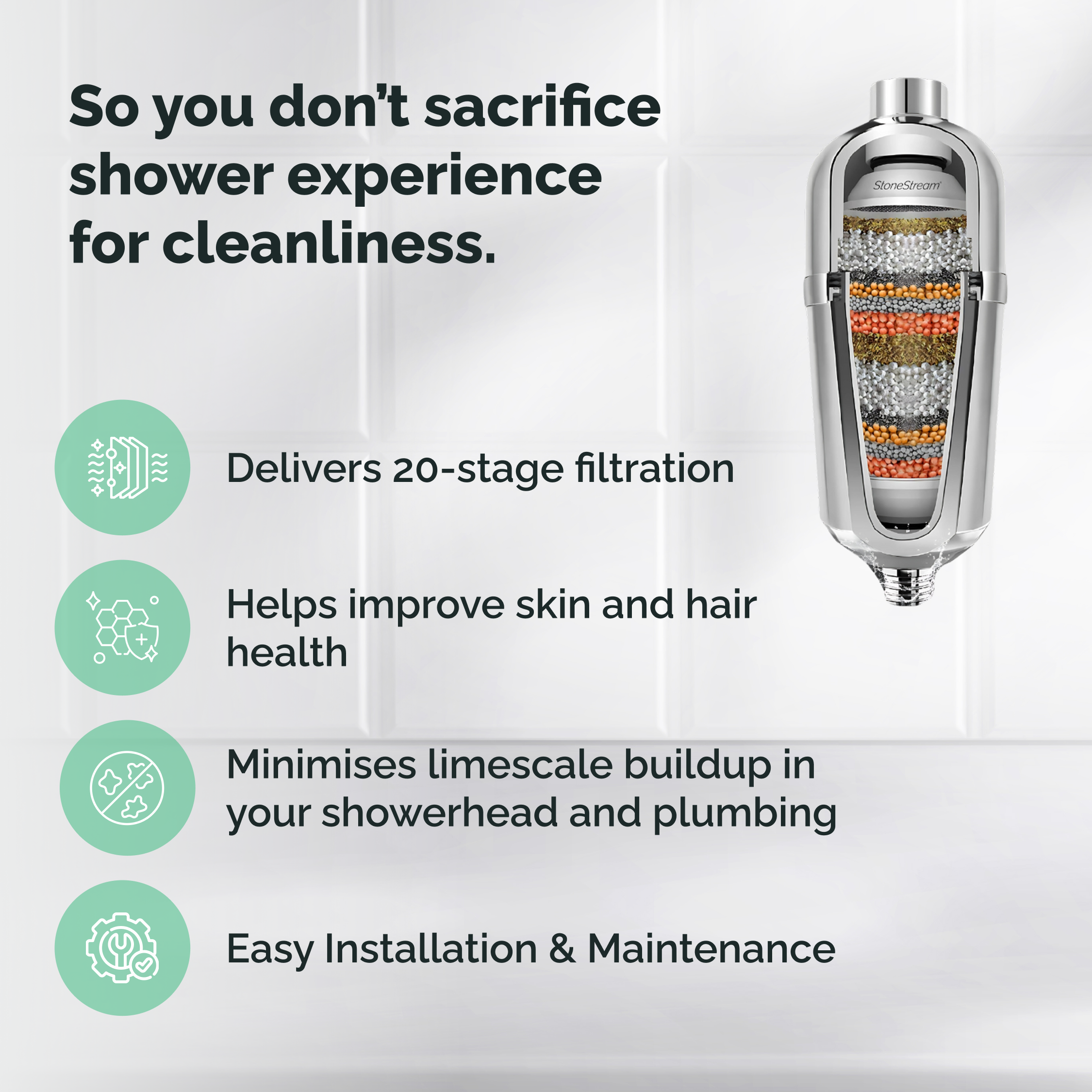 Zaawansowany filtr prysznicowy do twardej wody