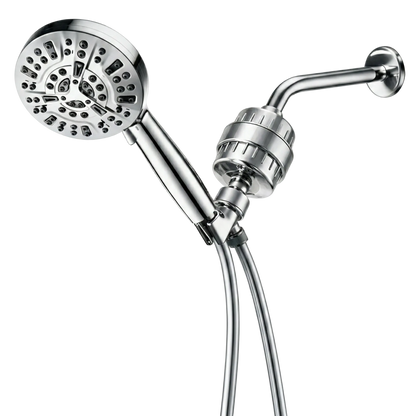 Luxe 10 Mode Showerhead Complete Shower Kit in chrome - full kit front view